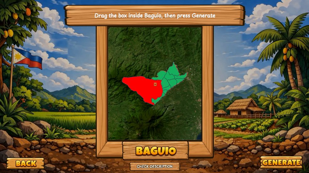 Zooming into barangay borders inside a chosen district to pick a farm area