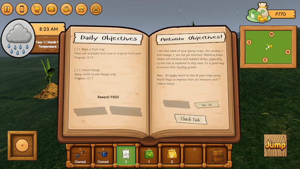 The Daily Objectives book beside Antonio Objectives, the AI Advisor's task list